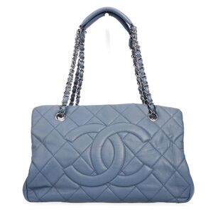 Chanel Blue Quilted Leather Shoulder Bag Tote